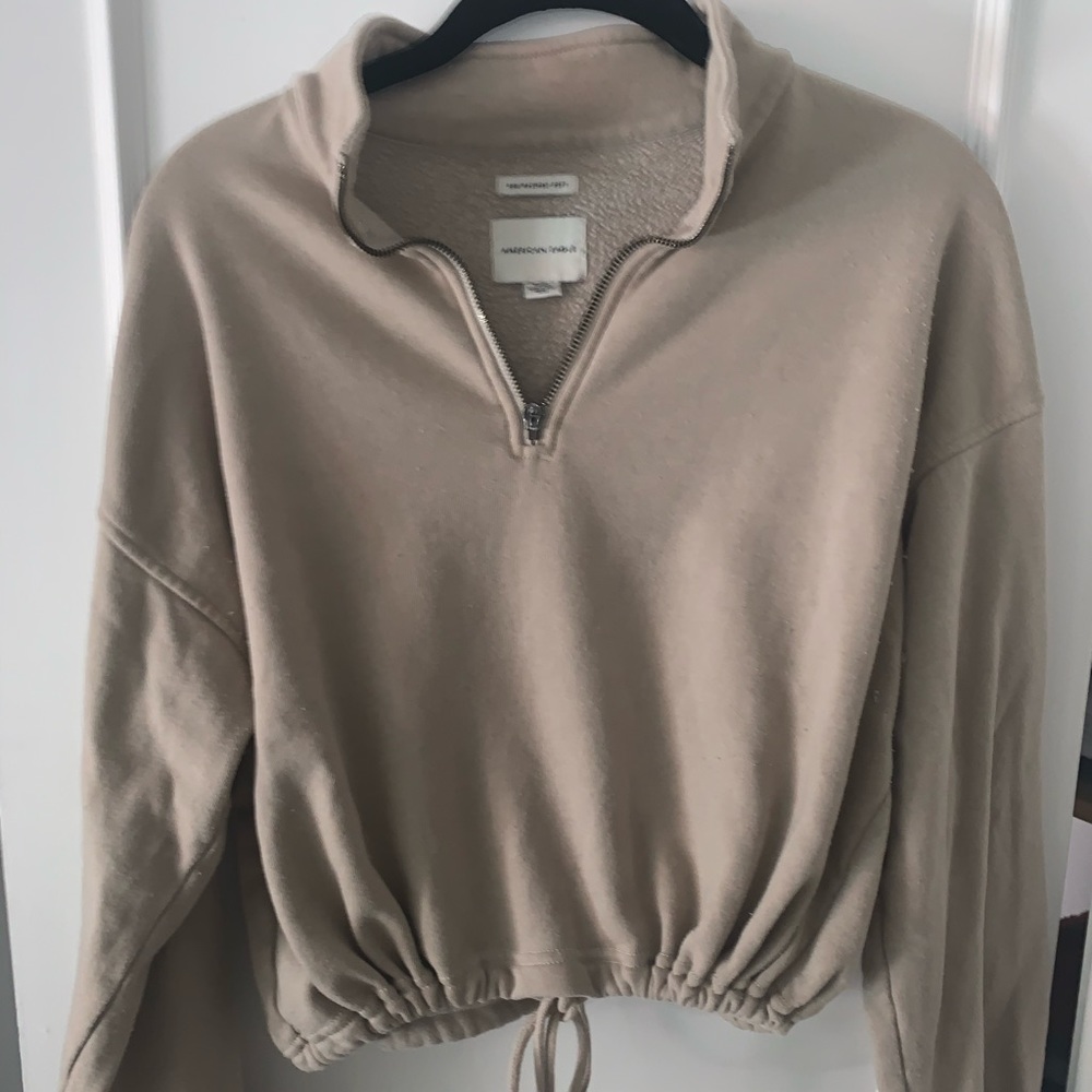 American Eagle Outfitters tan zip up sinched
